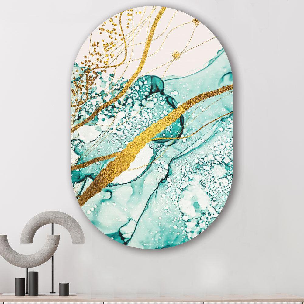 Kookio® Luxe Aluminium Muurovaal - Stijlvolle Wanddecoratie | Abstracte lucht