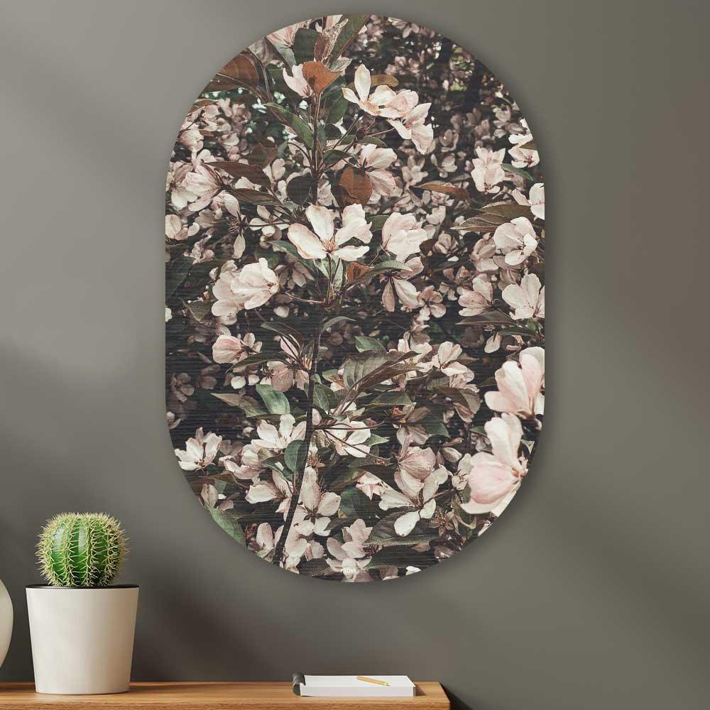 Kookio® Luxe Aluminium Muurovaal - Stijlvolle Wanddecoratie | Lente Bloemen