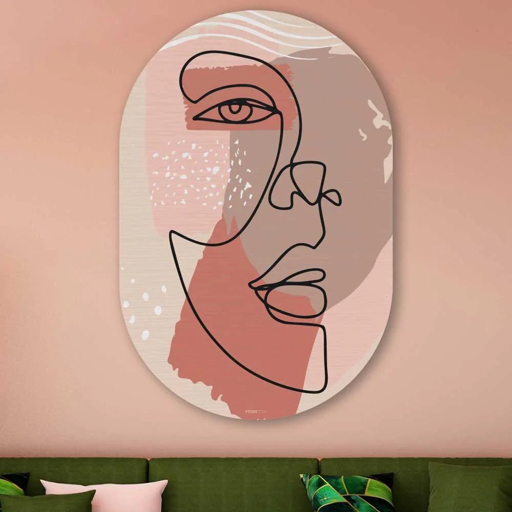 Kookio® Luxe Aluminium Muurovaal - Stijlvolle Wanddecoratie | Gezicht in balans