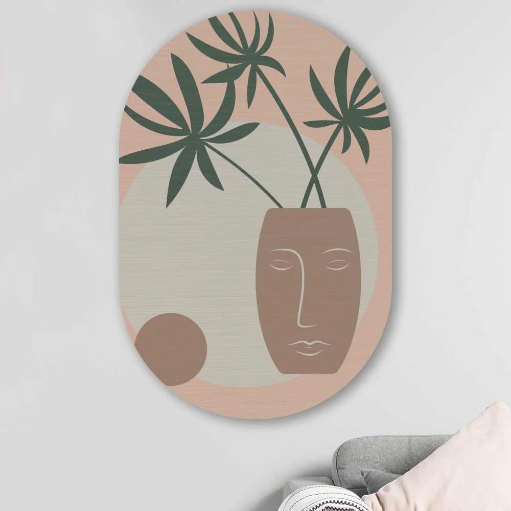 Kookio® Luxe Aluminium Muurovaal - Stijlvolle Wanddecoratie | Vaas met plant