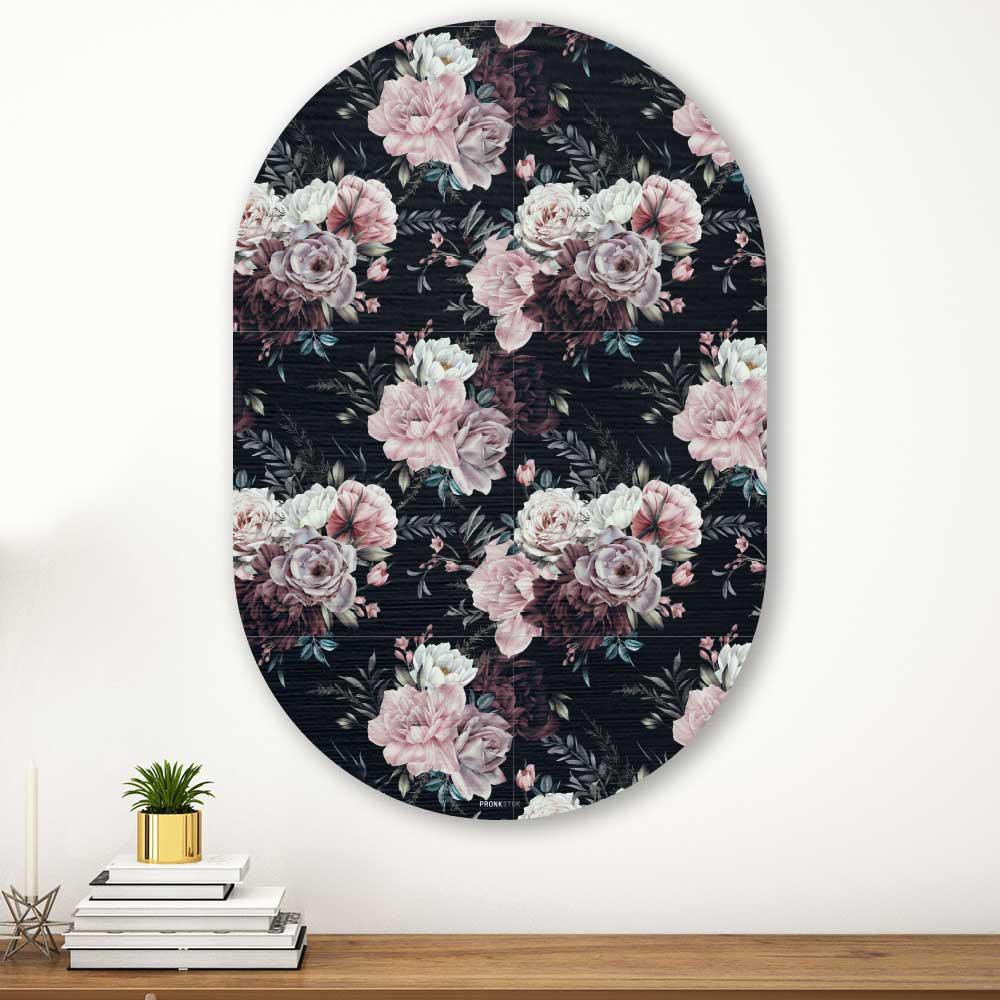 Kookio® Luxe Aluminium Muurovaal - Stijlvolle Wanddecoratie | Floral Roze
