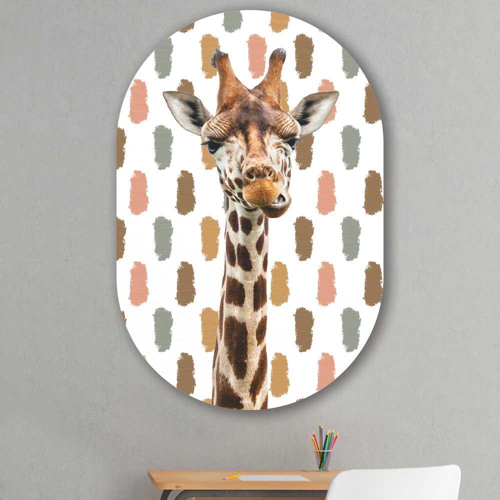 Kookio® Luxe Aluminium Muurovaal - Stijlvolle Wanddecoratie | Funny Giraf vlekkenpatroon