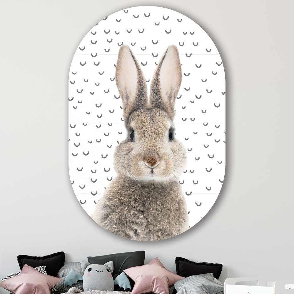 Kookio® Luxe Aluminium Muurovaal - Stijlvolle Wanddecoratie | Funny Konijn