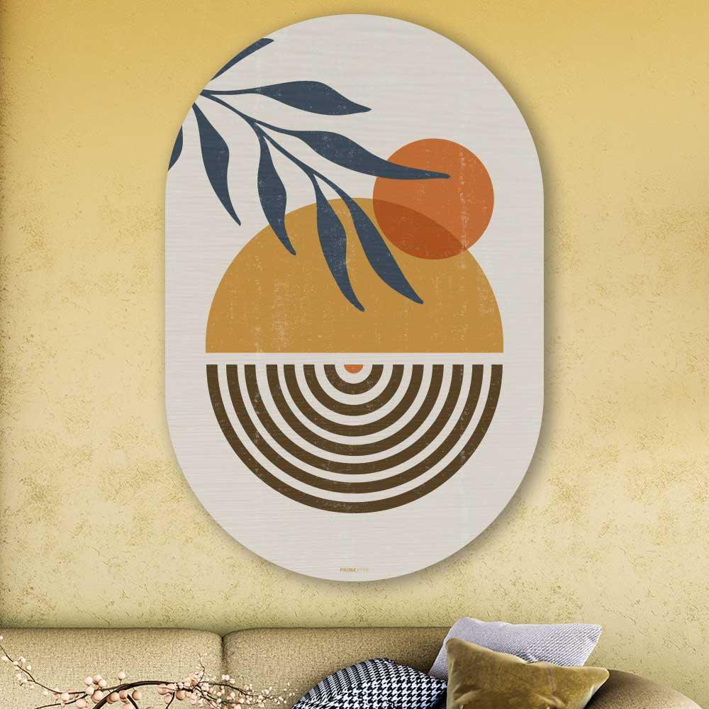 Kookio® Luxe Aluminium Muurovaal - Stijlvolle Wanddecoratie | Boho zonsondergang
