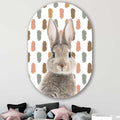 Kookio® Luxe Aluminium Muurovaal - Stijlvolle Wanddecoratie | Funny Konijn vlekkenpatroon