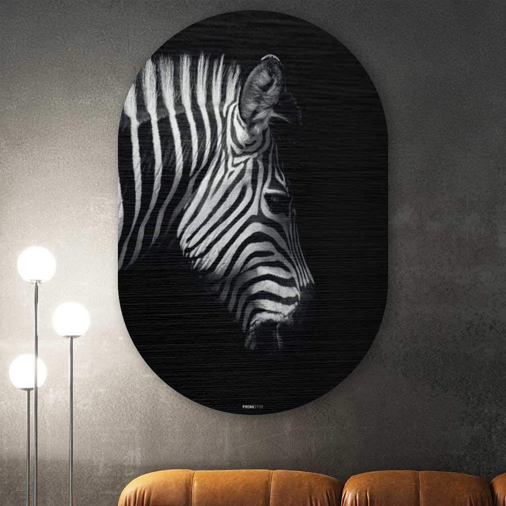 Kookio® Luxe Aluminium Muurovaal - Stijlvolle Wanddecoratie | Zebra