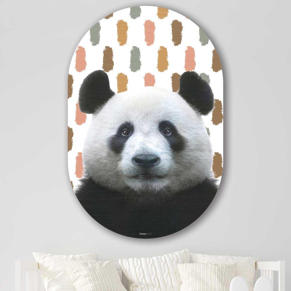 Kookio® Luxe Aluminium Muurovaal - Stijlvolle Wanddecoratie | Funny Panda vlekkenpatroon