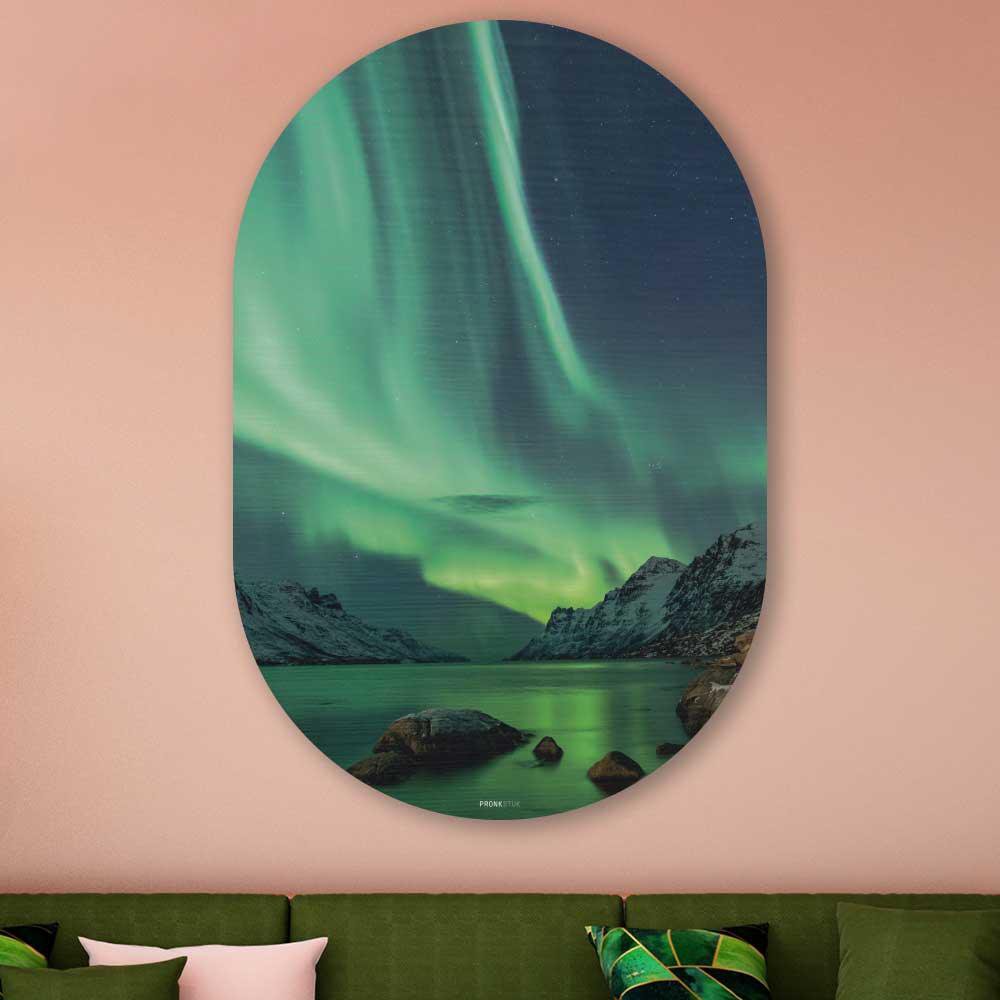 Kookio® Luxe Aluminium Muurovaal - Stijlvolle Wanddecoratie | Noorderlicht