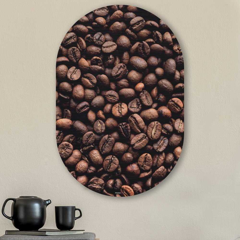Kookio® Luxe Aluminium Muurovaal - Stijlvolle Wanddecoratie | Koffiebonen