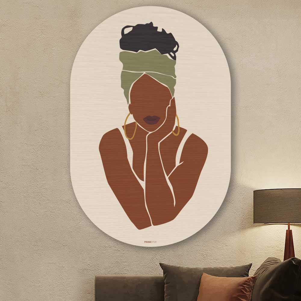 Kookio® Luxe Aluminium Muurovaal - Stijlvolle Wanddecoratie | Woman Art
