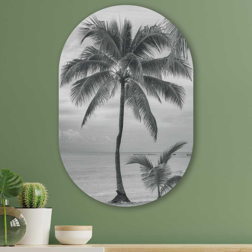 Kookio® Luxe Aluminium Muurovaal - Stijlvolle Wanddecoratie | Palmboom