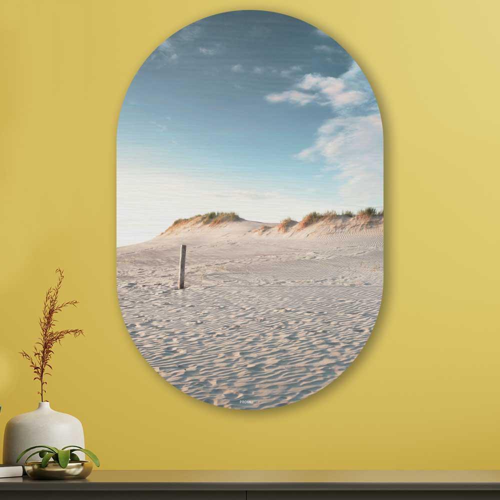 Kookio® Luxe Aluminium Muurovaal - Stijlvolle Wanddecoratie | Zandduin zonsondergang
