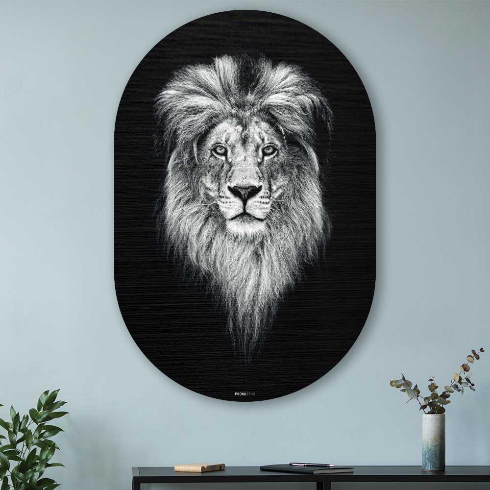 Kookio® Luxe Aluminium Muurovaal - Stijlvolle Wanddecoratie | Leeuw