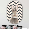 Kookio® Luxe Aluminium Muurovaal - Stijlvolle Wanddecoratie | Funny Konijn ZigZag