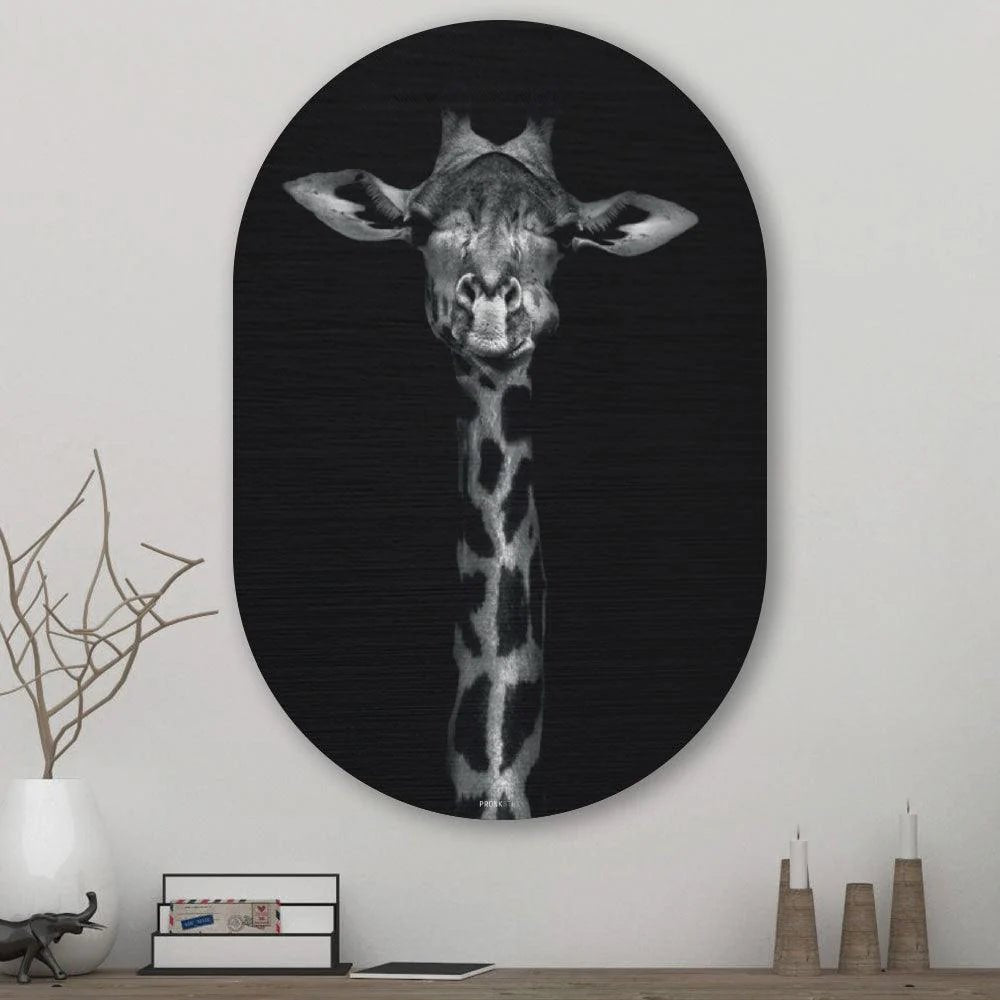 Kookio® Luxe Aluminium Muurovaal - Stijlvolle Wanddecoratie | Giraf