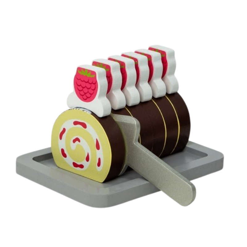 MAMAMEMO® Houten Speelgoed Cakerol / Swiss Roll - Met Snijplank & Mes - bij Brightstore.nl