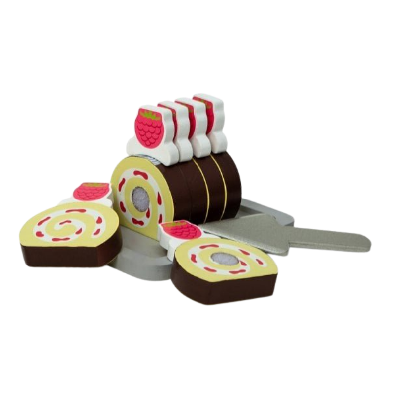 MAMAMEMO® Houten Speelgoed Cakerol / Swiss Roll - Met Snijplank & Mes - bij Brightstore.nl