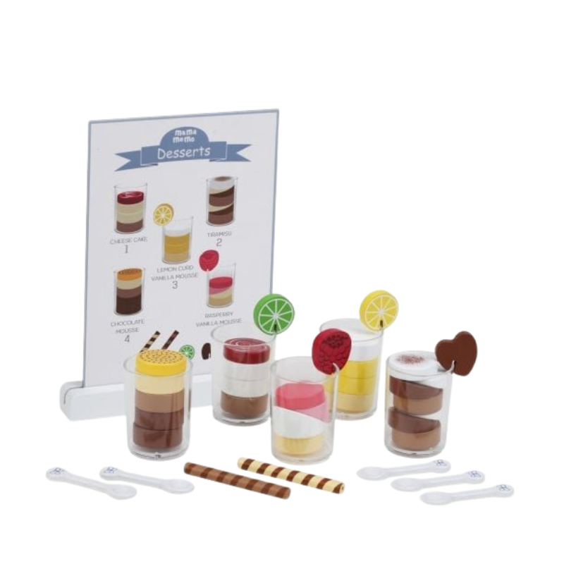 MAMAMEMO® Houten Speelgoed Dessertset - 5 Desserts met Accessoires - bij brightstore.nl