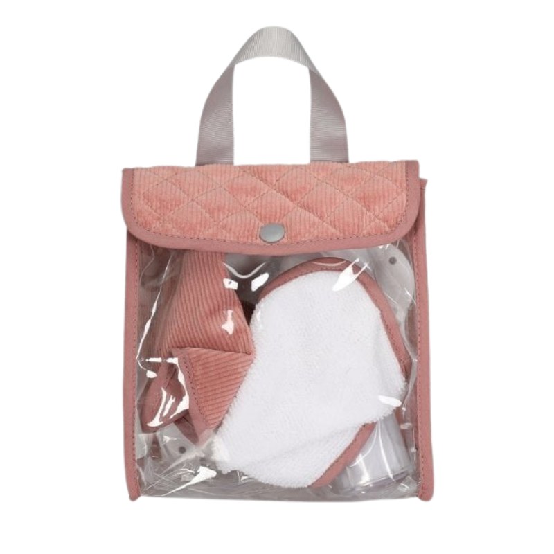 MAMAMEMO® Poppen Eetset Roze in Corduroy Tas - 7-Delig - bij Brightstore.nl
