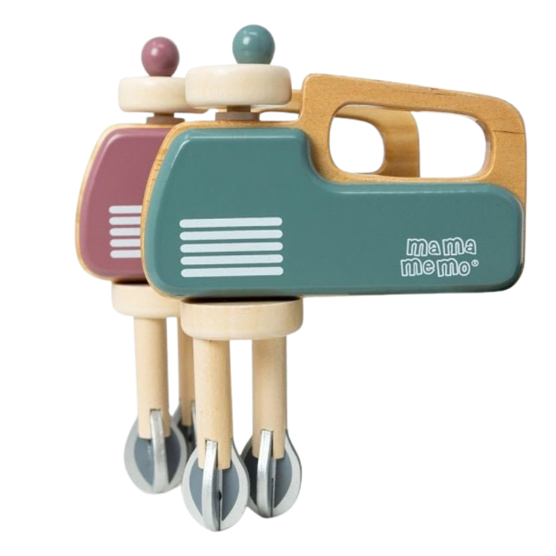 MAMAMEMO® Houten Speelgoed Handmixer met Kom - Smaragdgroen - bij Brightstore.nl