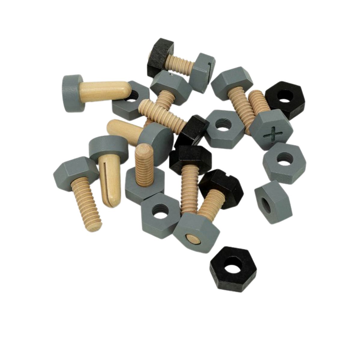 MAMAMEMO® Houten Moeren & Bouten Set - 21-delig