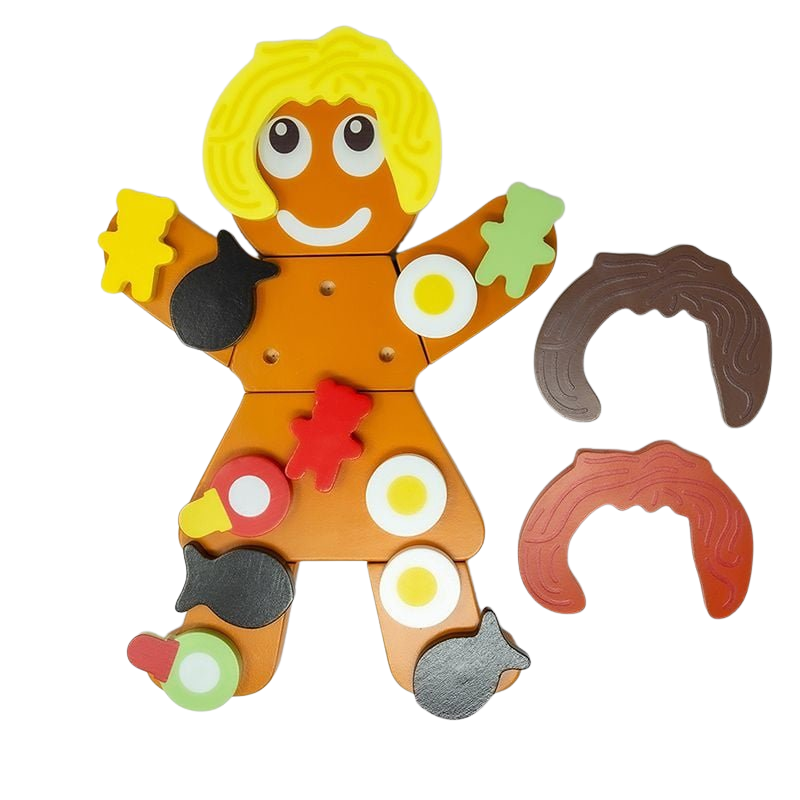 MAMAMEMO® Houten Speelgoed Peperkoekvrouw met Kaarsjes & Snoepjes - 27 cm (23-Delig)- bij Brightstore.nl