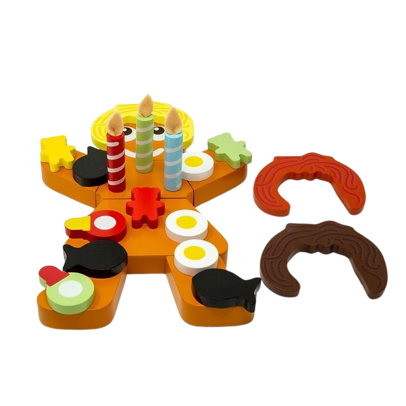 MAMAMEMO® Houten Speelgoed Peperkoekvrouw met Kaarsjes & Snoepjes - 27 cm (23-Delig)- bij Brightstore.nl