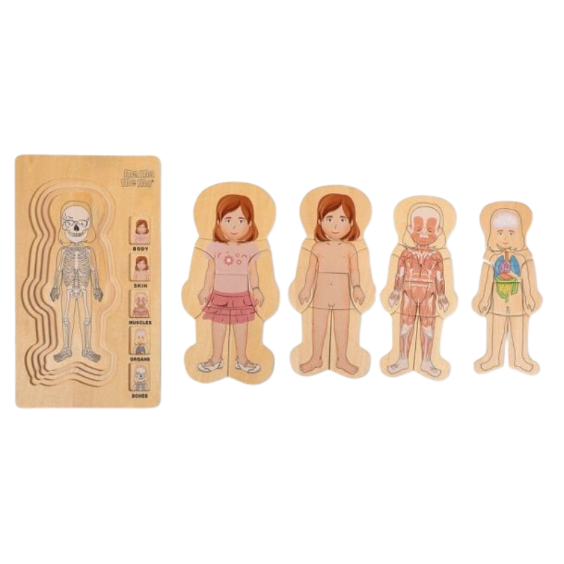 MAMAMEMO® Houten Lagenpuzzel Mijn Lichaam - Meisje (5 Lagen) - bij Brightstore.nl