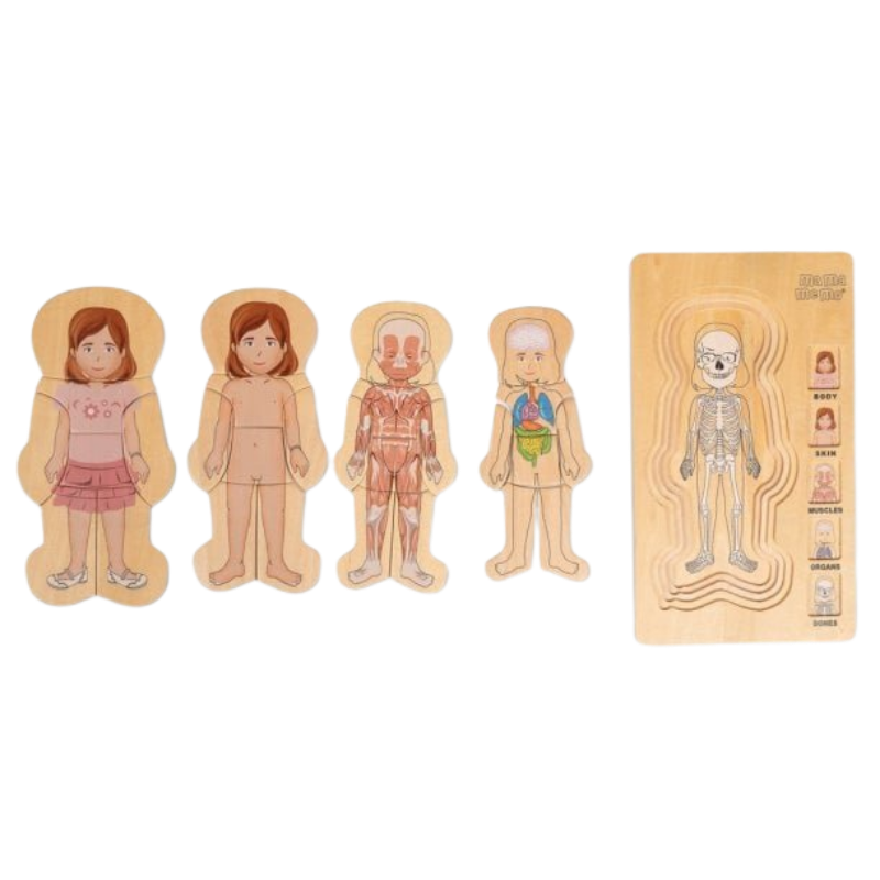 MAMAMEMO® Houten Lagenpuzzel Mijn Lichaam - Meisje (5 Lagen) - bij Brightstore.nl