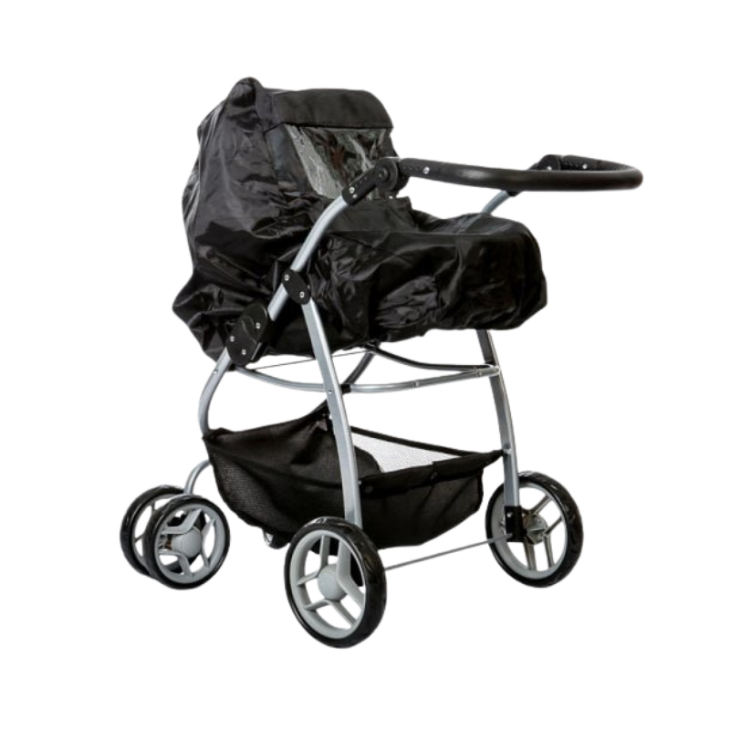 MAMAMEMO® Regenhoes voor Poppenwagen Zwart - Waterdicht met Kijkvenster - bij Brightstore.nl