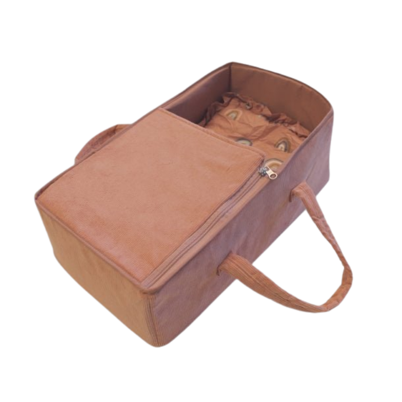 MAMAMEMO® Poppen Reiswieg Roze in Corduroy - 41 cm - bij Brightstore.nl