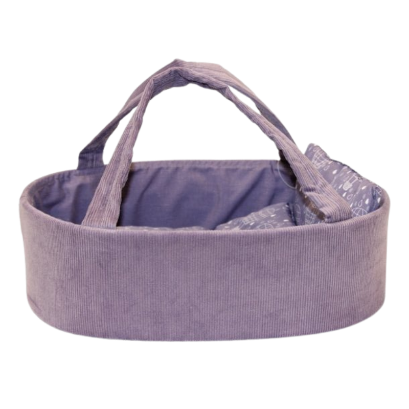 MAMAMEMO® Poppen Reiswieg Lila in Corduroy - 35 cm bij Brightstore.nl