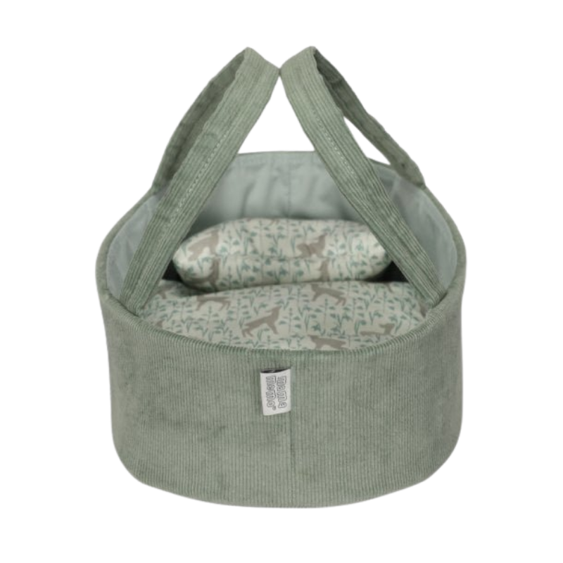 MAMAMEMO® Poppen Reiswieg Mint in Corduroy - 35 cm - bij Brightstore.nl