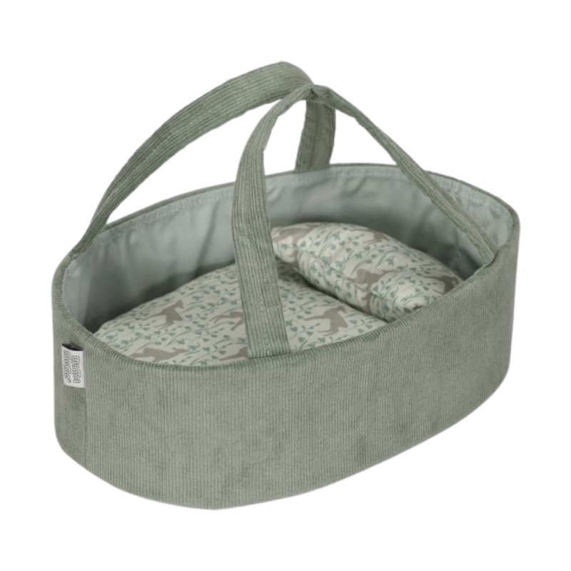 MAMAMEMO® Poppen Reiswieg Mint in Corduroy - 35 cm - bij Brightstore.nl