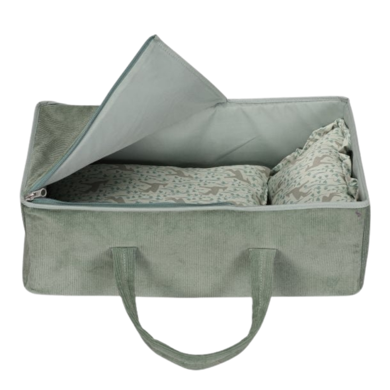 MAMAMEMO® Poppen Reiswieg Mint in Corduroy - 41 cm - bij Brightstore.nl