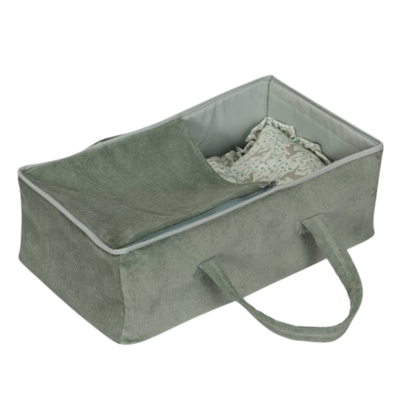 MAMAMEMO® Poppen Reiswieg Mint in Corduroy - 41 cm - bij Brightstore.nl