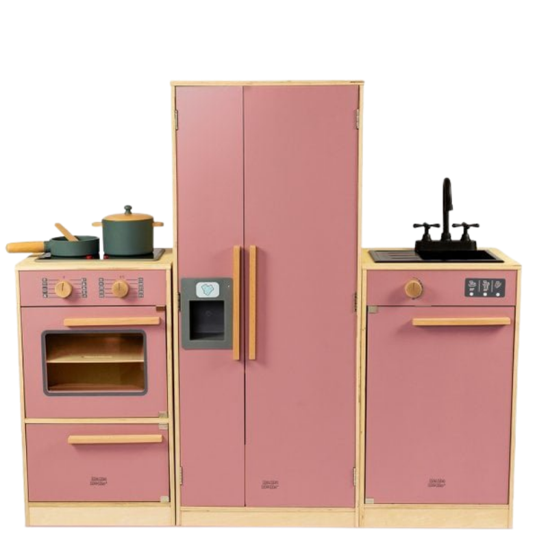 MAMAMEMO® Houten Speelgoed Vaatwasser Roze met Spoelbak & Geluid - bij Brightstore.nl