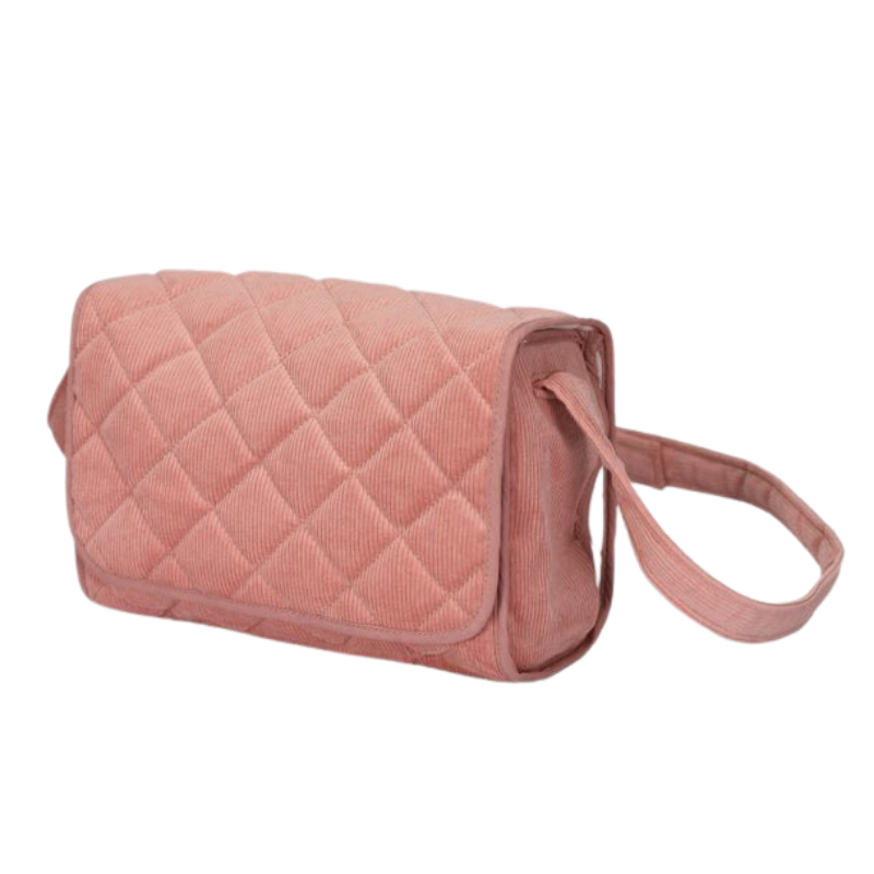 MAMAMEMO® Poppen Verzorgingstas Roze in Corduroy - Met Accessoires - bij Brightstore.nl