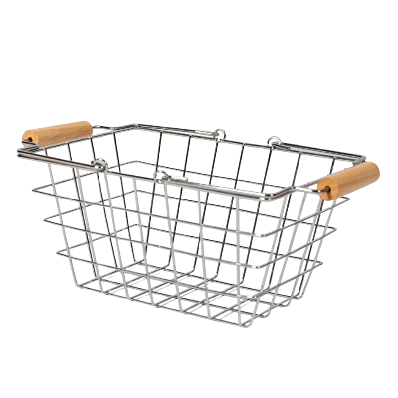 MAMAMEMO® Metalen Speelgoed Winkelmandje met Houten Handvatten - bij Brightstore.nl