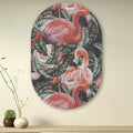 Kookio® Luxe Aluminium Muurovaal - Stijlvolle Wanddecoratie | Tropische flamingo's