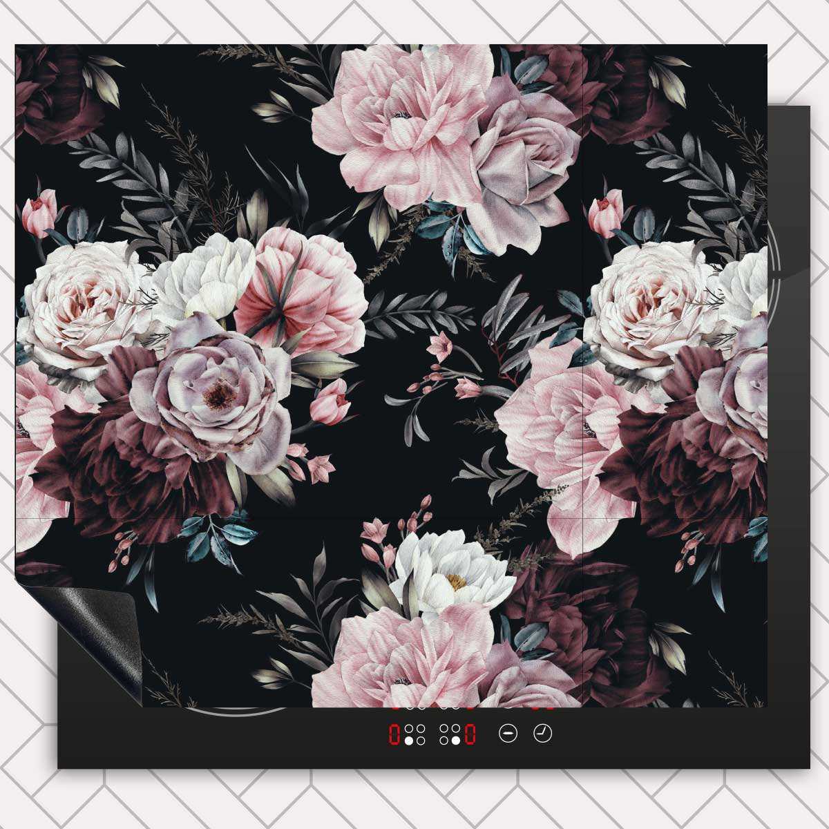 Kookio Inductie beschermer - Floral roze