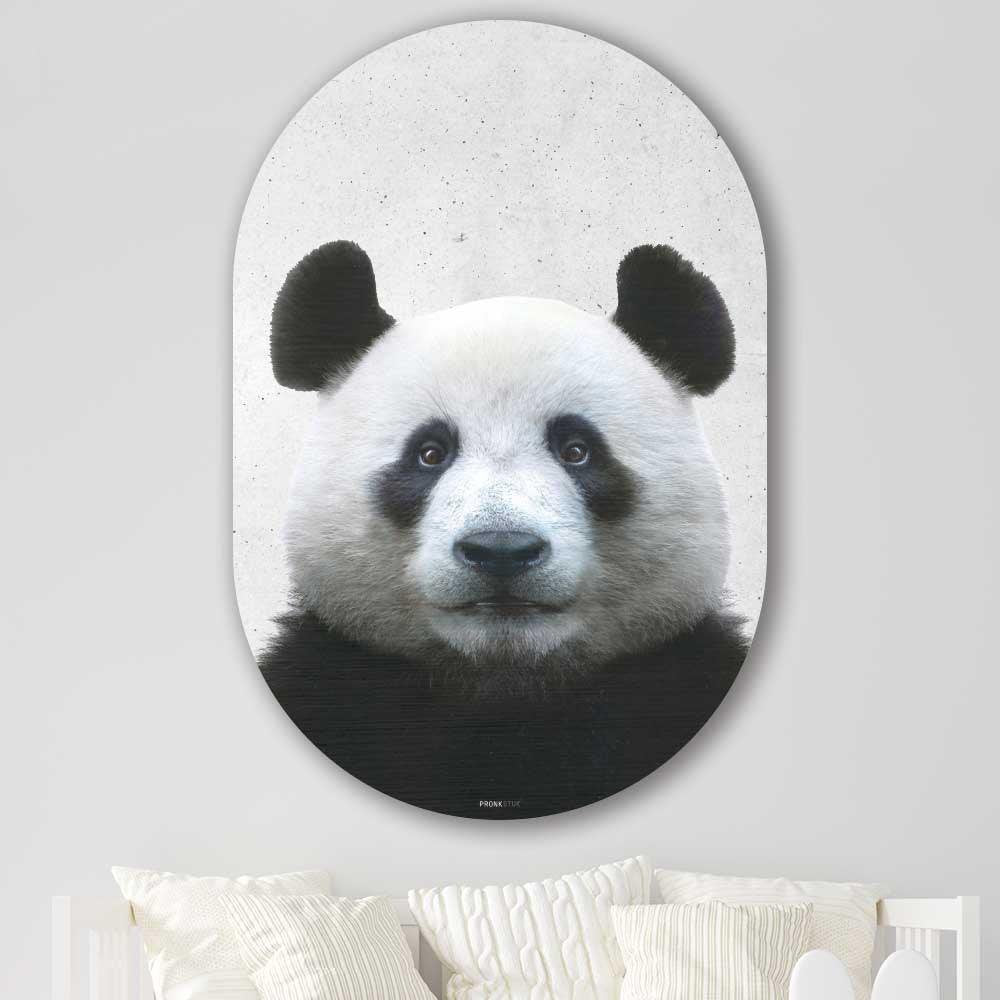 Kookio® Luxe Aluminium Muurovaal - Stijlvolle Wanddecoratie | Grappige Panda beton
