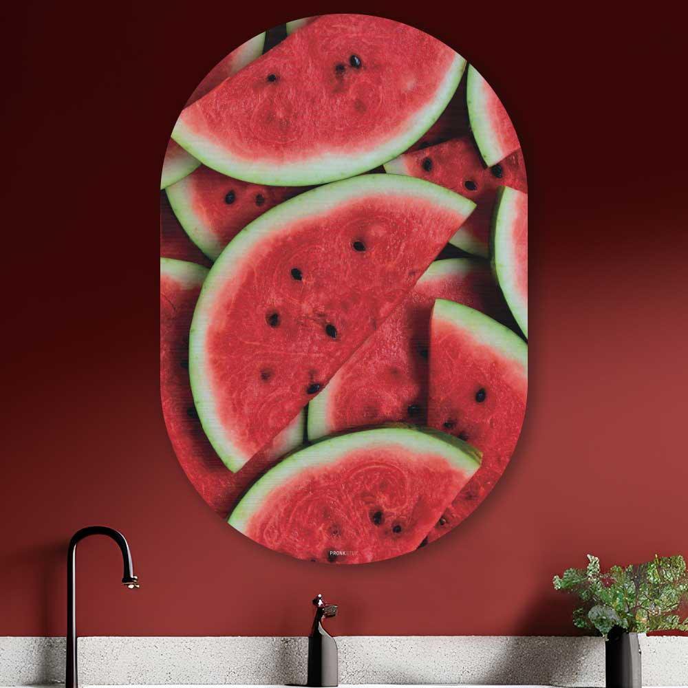 Kookio® Luxe Aluminium Muurovaal - Stijlvolle Wanddecoratie | Watermeloen