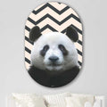 Kookio® Luxe Aluminium Muurovaal - Stijlvolle Wanddecoratie | Grappige Panda ZigZag