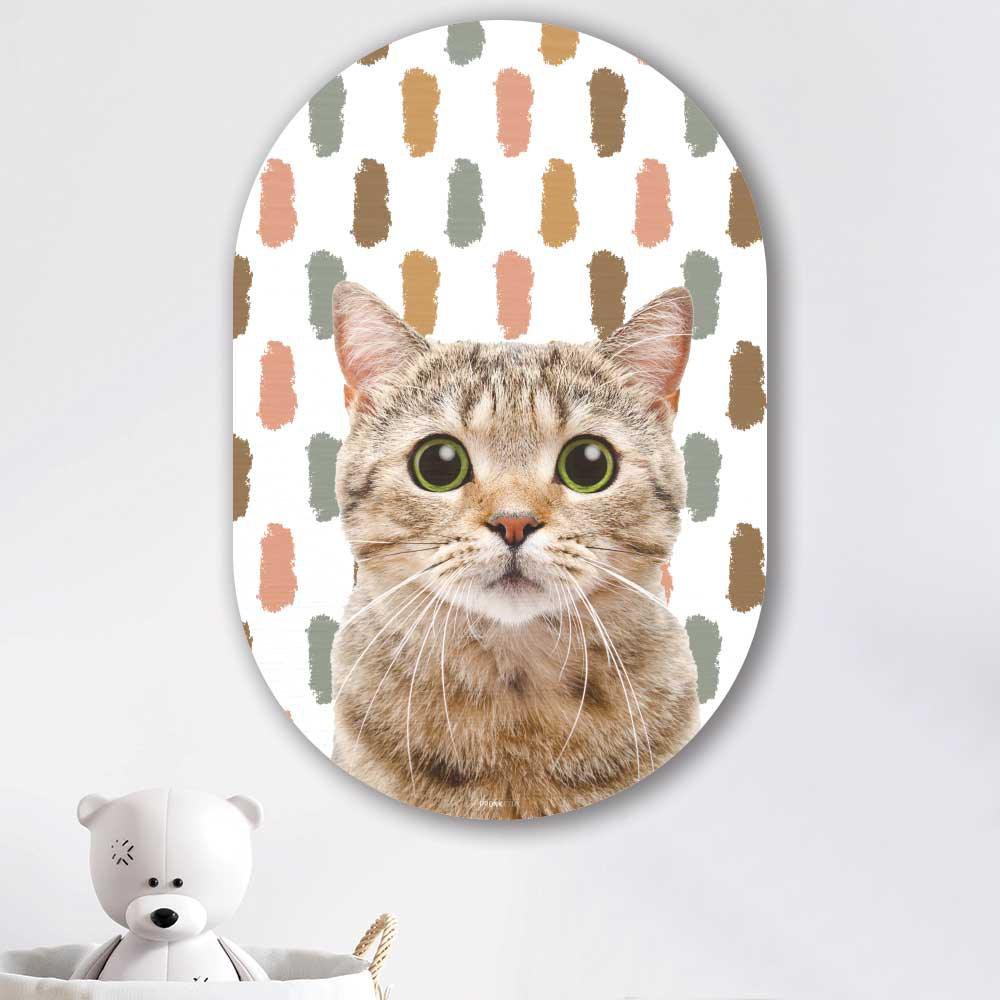 Kookio® Luxe Aluminium Muurovaal - Stijlvolle Wanddecoratie | Funny Cat vlekkenpatroon