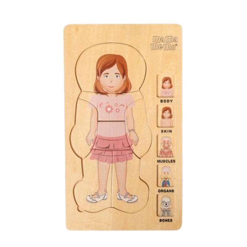 MAMAMEMO® Houten Lagenpuzzel Mijn Lichaam - Meisje (5 Lagen) - bij Brightstore.nl